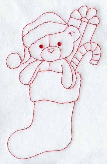 Teddy Bear's Christmas Wish (Redwork)
