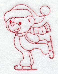 Teddy Bear's Season to Skate (Redwork)
