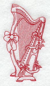 Christmas Harp (Redwork)