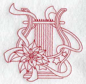 Christmas Lyre (Redwork)