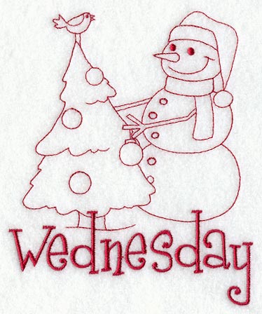Snowman - Wednesday (Redwork)