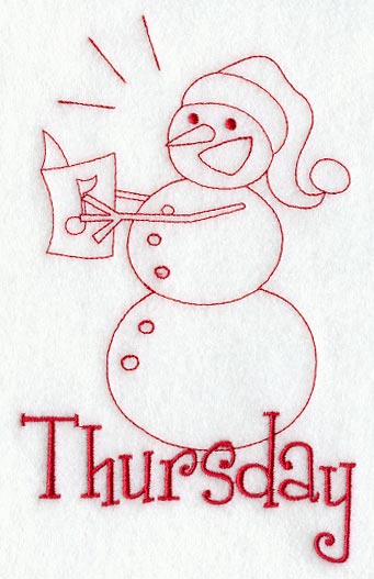 Snowman - Thursday (Redwork)