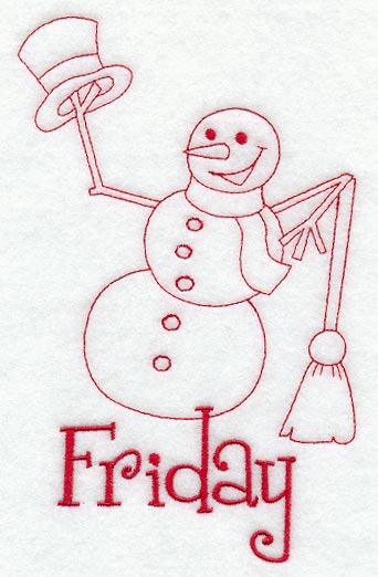 Snowman - Friday (Redwork)