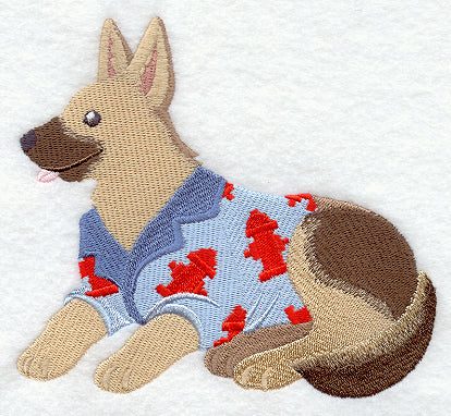 German Shepherd in Pajamas