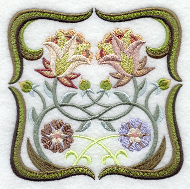 Art Nouveau Floral Square 6