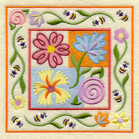 Buzzing Bees and Blossoms Square