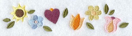 American Folk Flowers Border - Hearts