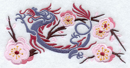 Asian Dragons in Cherry Blossoms Border