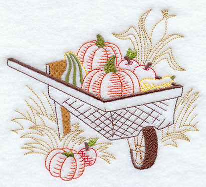 Autumn Wheelbarrow with Pumpkins (Vintage)