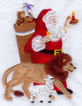 Santa W/Lion & Lamb