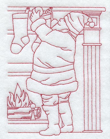 Santa & Stockings (Redwork)