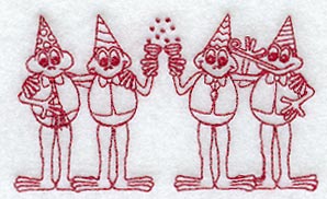 New Year Frogs (Redwork)