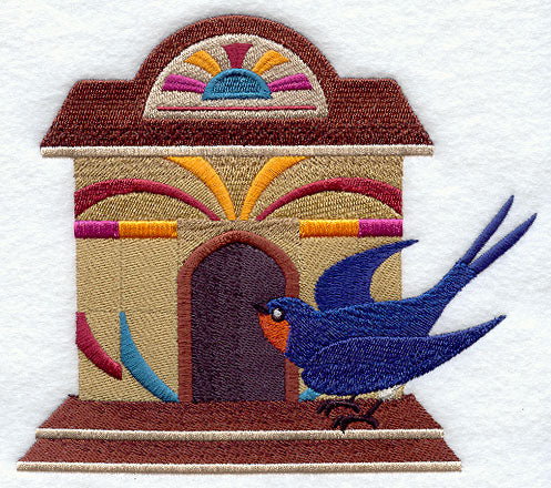 Art Deco Birdhouse with Swallow – Embroidery Library