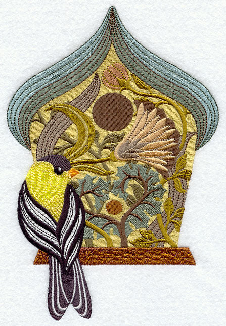 Arts and Crafts Birdhouse with Goldfinch