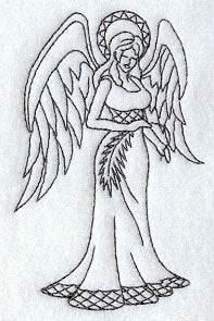 Angel with Palm Frond (Redwork)