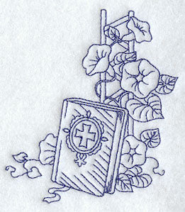 Bible with Morning Glories (Redwork)