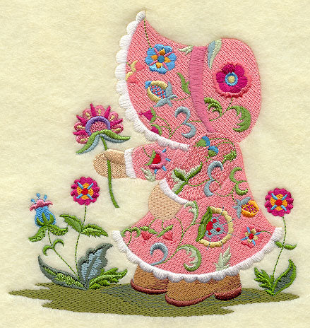 Sunbonnet Sue with Jacobean Flowers