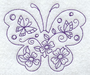 Spring Scene - Butterfly (Redwork)
