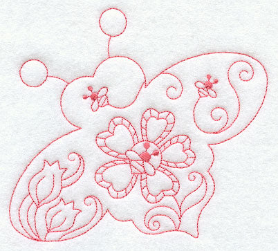 Spring Scene - Bee (Redwork)