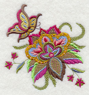 Jacobean Flower with Butterfly