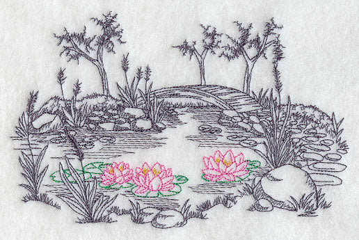 Garden Etching - Water Lilies