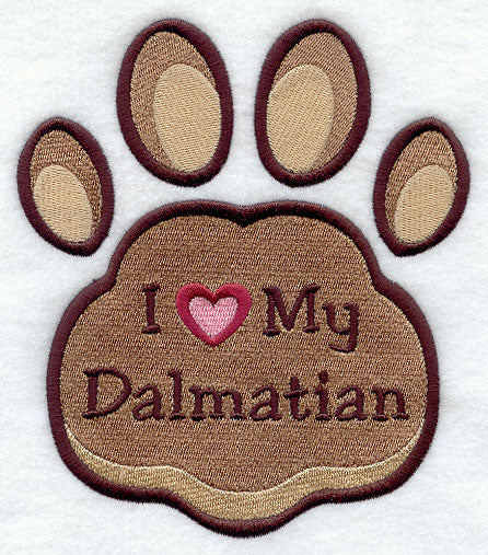 I Love My Dalmatian Pawprint