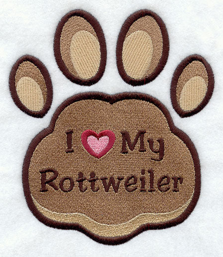 I Love My Rottweiler Pawprint