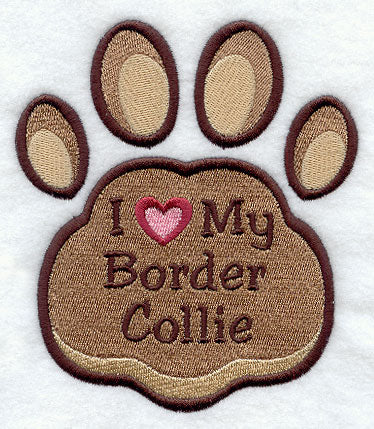 I Love My Border Collie Pawprint