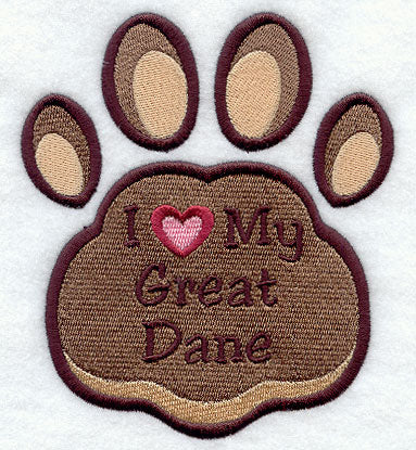 I Love My Great Dane Pawprint