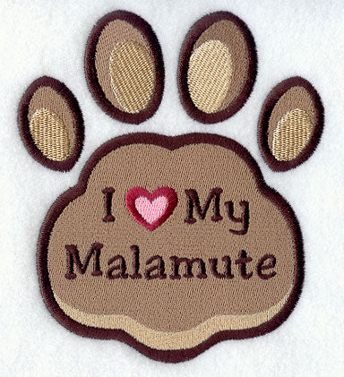 I Love My Malamute Pawprint