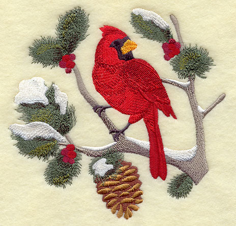 Cardinal in Boughs and Berries Circle