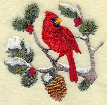 Cardinal in Boughs and Berries Circle