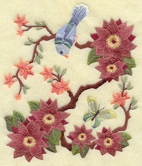 Chinoiserie Bird and Butterfly Scene