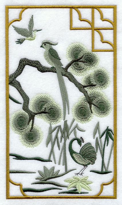 Chinoiserie Peacock Panel