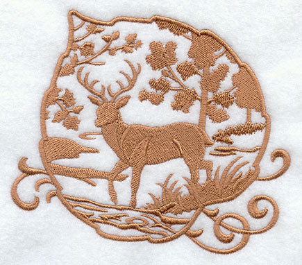 Leaf with Deer Silhouette