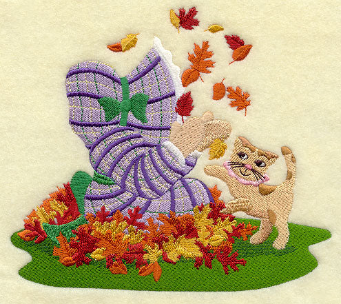 Sunbonnet Sue Plays in Leaves