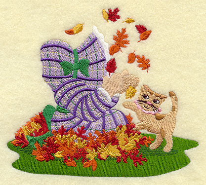Sunbonnet Sue Plays in Leaves