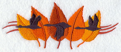 Geese Trio in Autumn Leaves