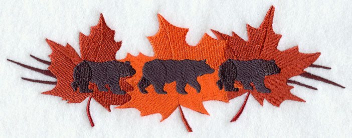 Bear Trio in Autumn Leaves