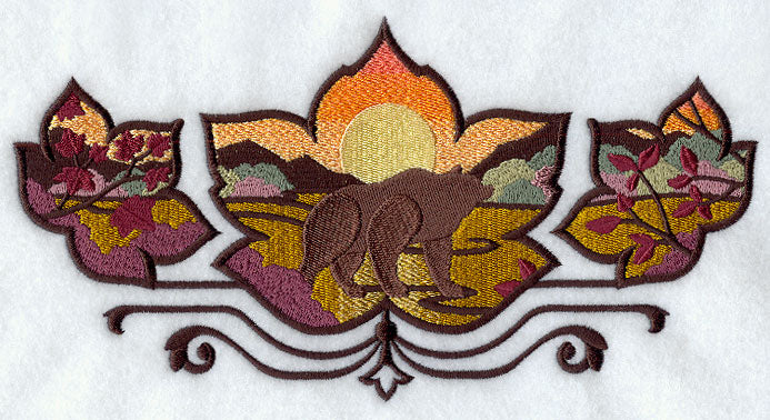 Bear in Autumn Leaves Scene