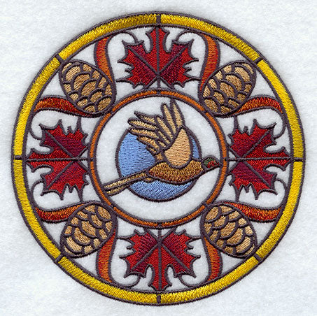 Pheasant in Autumn Stained Glass