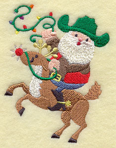 Cowboy Santa Claus on Reindeer