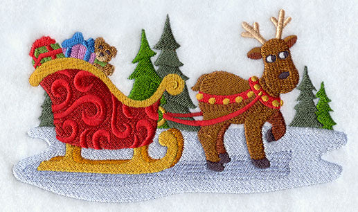 Classic Christmas Reindeer and Sleigh (Center)