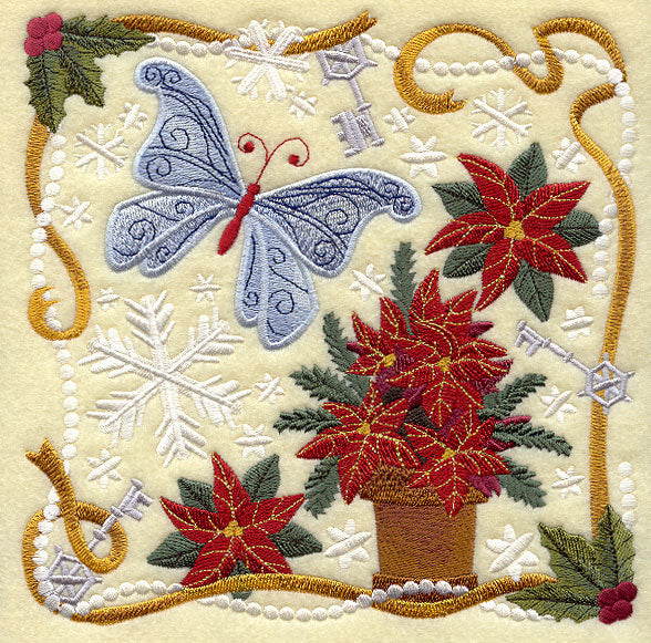 Christmas Collage - Poinsettias and Butterfly