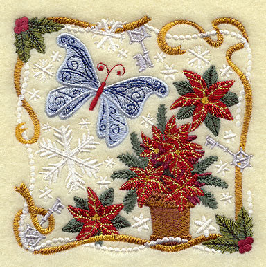 Christmas Collage - Poinsettias and Butterfly