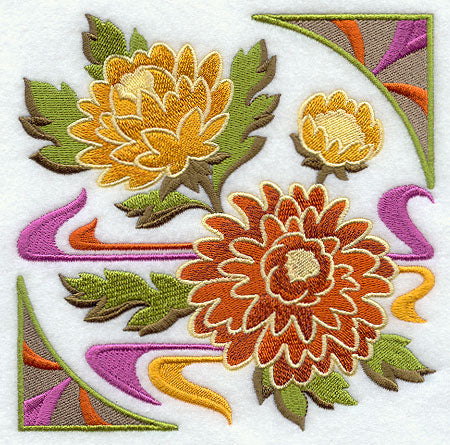 Arts and Crafts Chrysanthemum Square