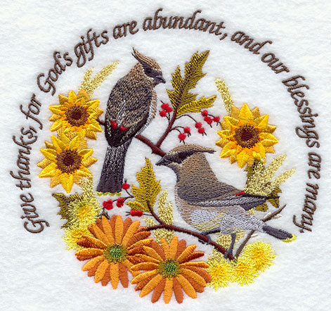Our Blessings Are Many with Flowers and Birds