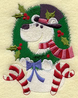 North Pole Navidad Polar Bear in Wreath