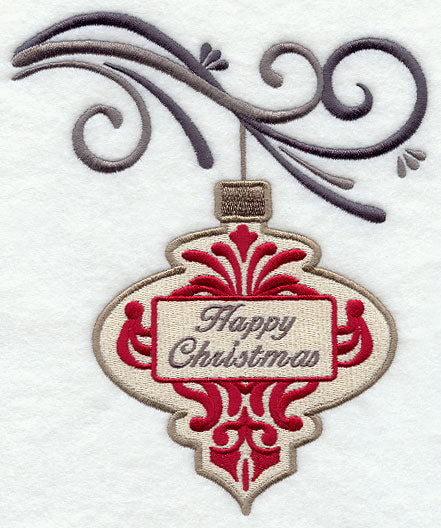 Happy Christmas Damask Ornament and Bough
