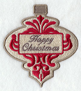 Happy Christmas Damask Ornament